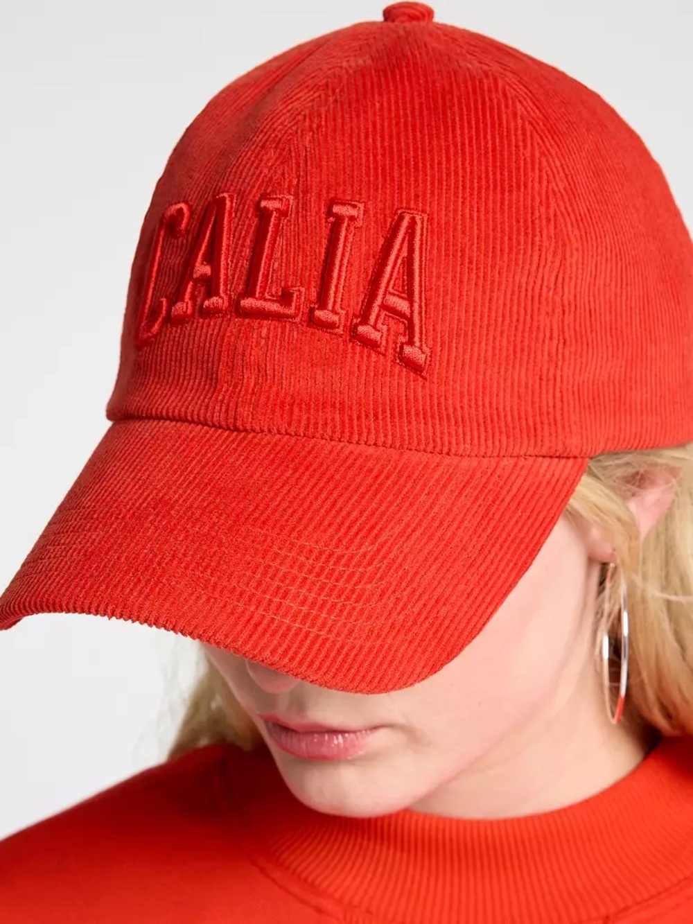 CALIA Women’s Anniversary Cord Cap with Embroidered Logo NWT in Fresh Red